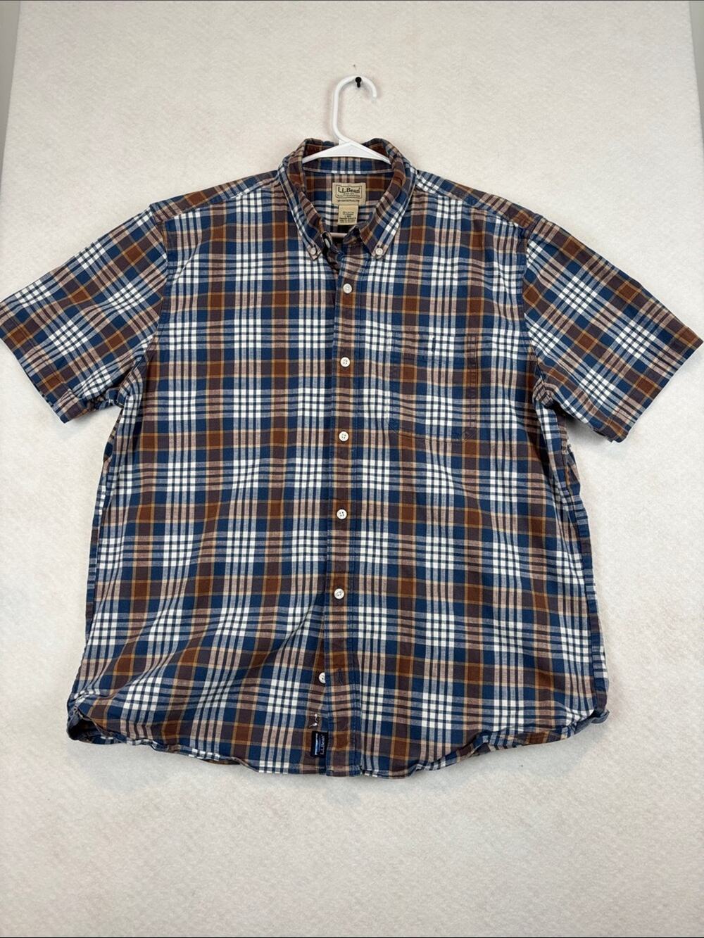 L.L.Bean Traditional Fit Plaid Button Front Shirt Men’s Large Regular Preppy